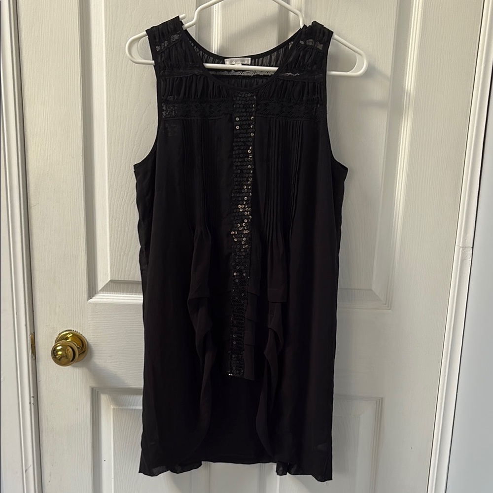 Black Sleeveless Top with Sequin Detail
